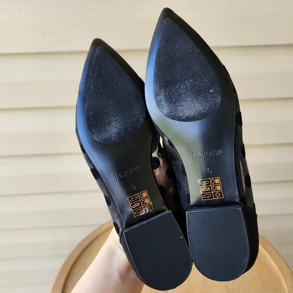 J. Crew dot mesh black flats with velvet bow - Picture 7 of 10